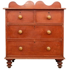 Antique Red Chest of Drawers, 19th Century, Original Paint, Quality, Characterful