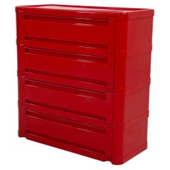 Red Chest of Drawers Model “4964” by Olaf von Bohr for Kartell, 1970s