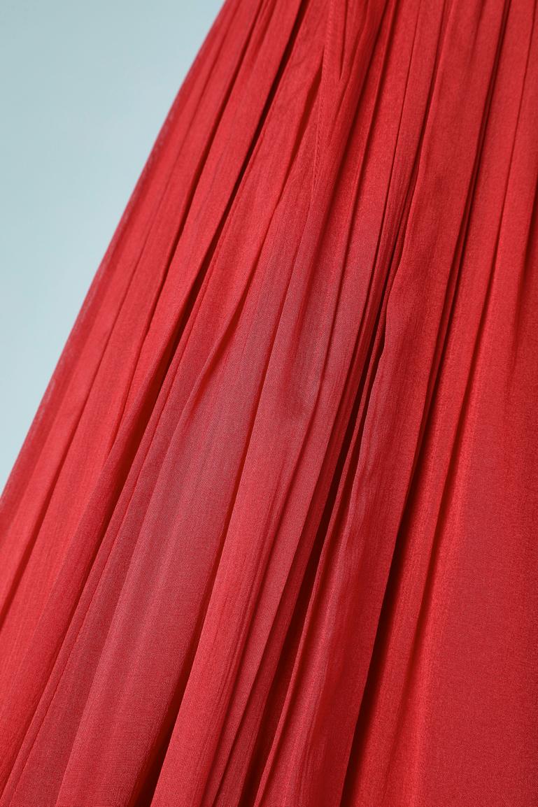 Red chiffon cocktail dress with beaded work Matthew Williamson  For Sale 2