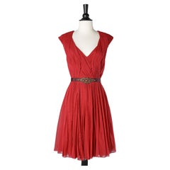 Red chiffon cocktail dress with beaded work Matthew Williamson