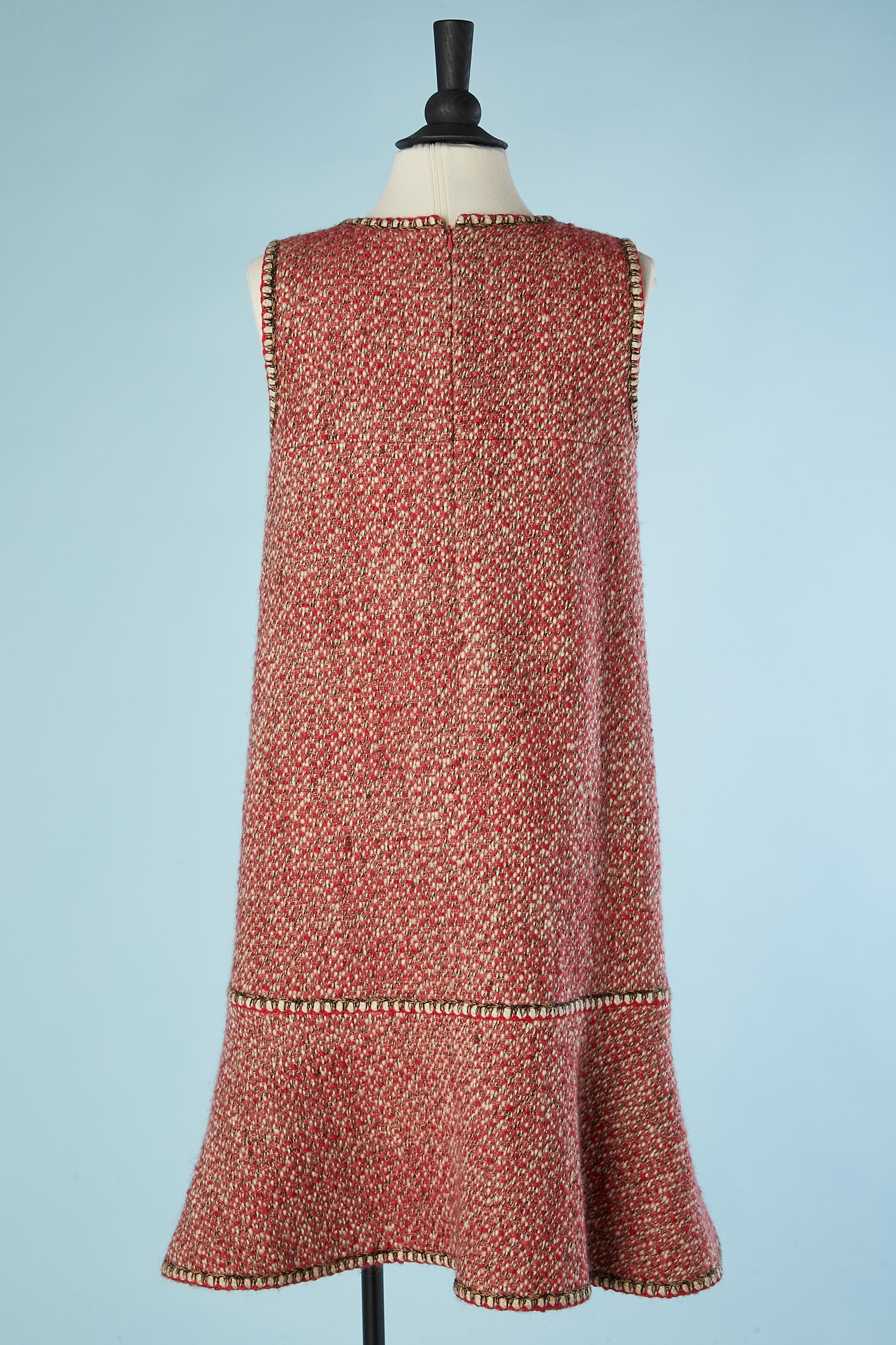 De las mujeres Vestido rojo de tweed chiné sin mangas Chanel en venta