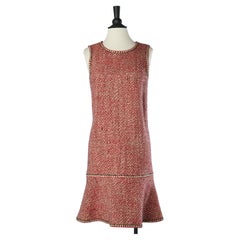 Red chiné tweed sleeveless dress Chanel 