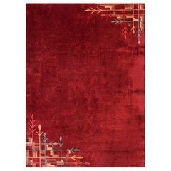 Tapis Art Déco chinois minimaliste des années 1930 ( 8'6"" x 11'3" - 260 x 345 cm)