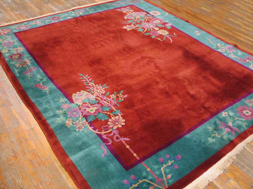 Hand-Knotted Antique Chinese Art Deco Carpet 8'0
