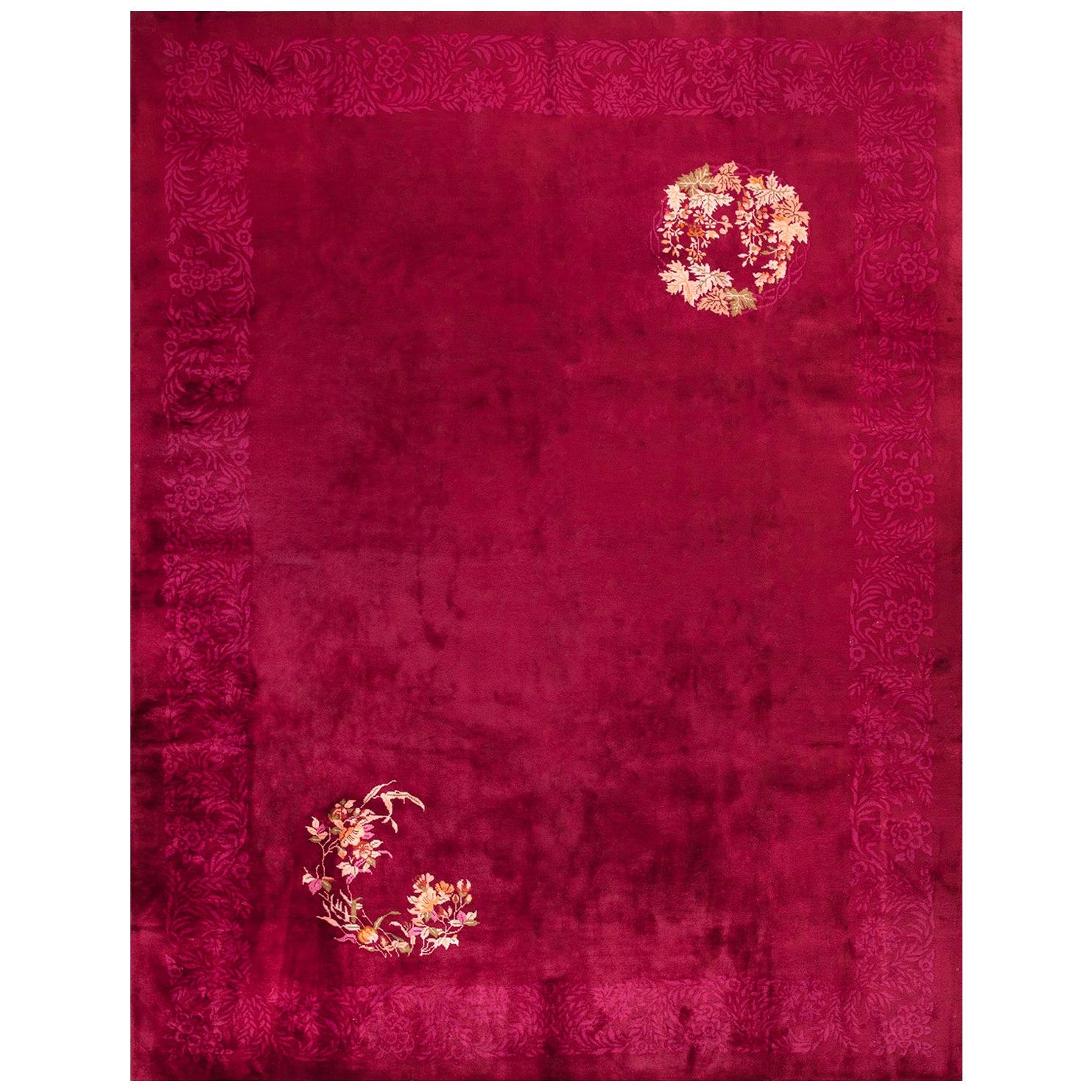 Tapis chinois Art Déco des années 1920 ( 9' x 11'7" - 275 x 353 )