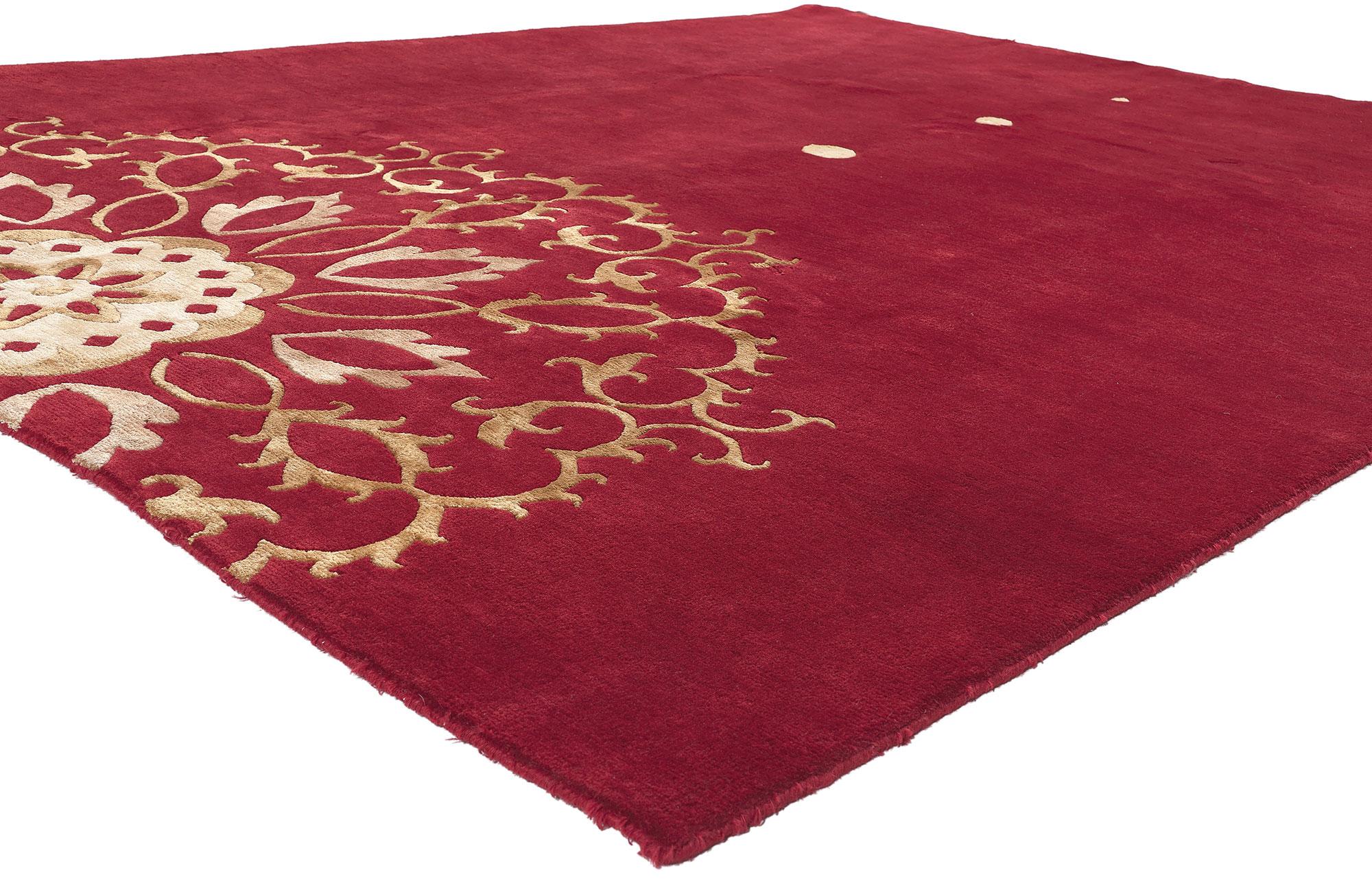 78539 Red Chinese Rug with Floral Mandala, 07'09 x 09'10.
Feng Shui meets modern Asian flair in this red Chinese Mandala rug. The opulent floral mandala and lush colors woven into this piece work together creating a rich, luxurious look. A sumptuous