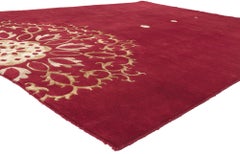 Red Chinese Manadala Rug, Feng Shui Meets Modern Asian Flair