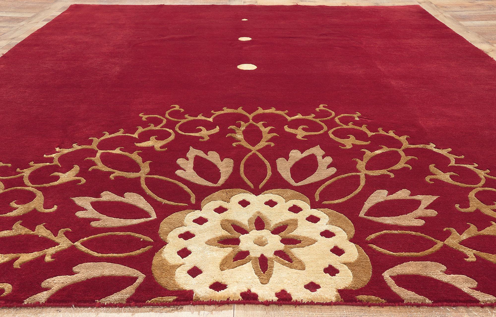 Red Chinese Manadala Rug, Feng Shui Meets Modern Asian Flair For Sale 1