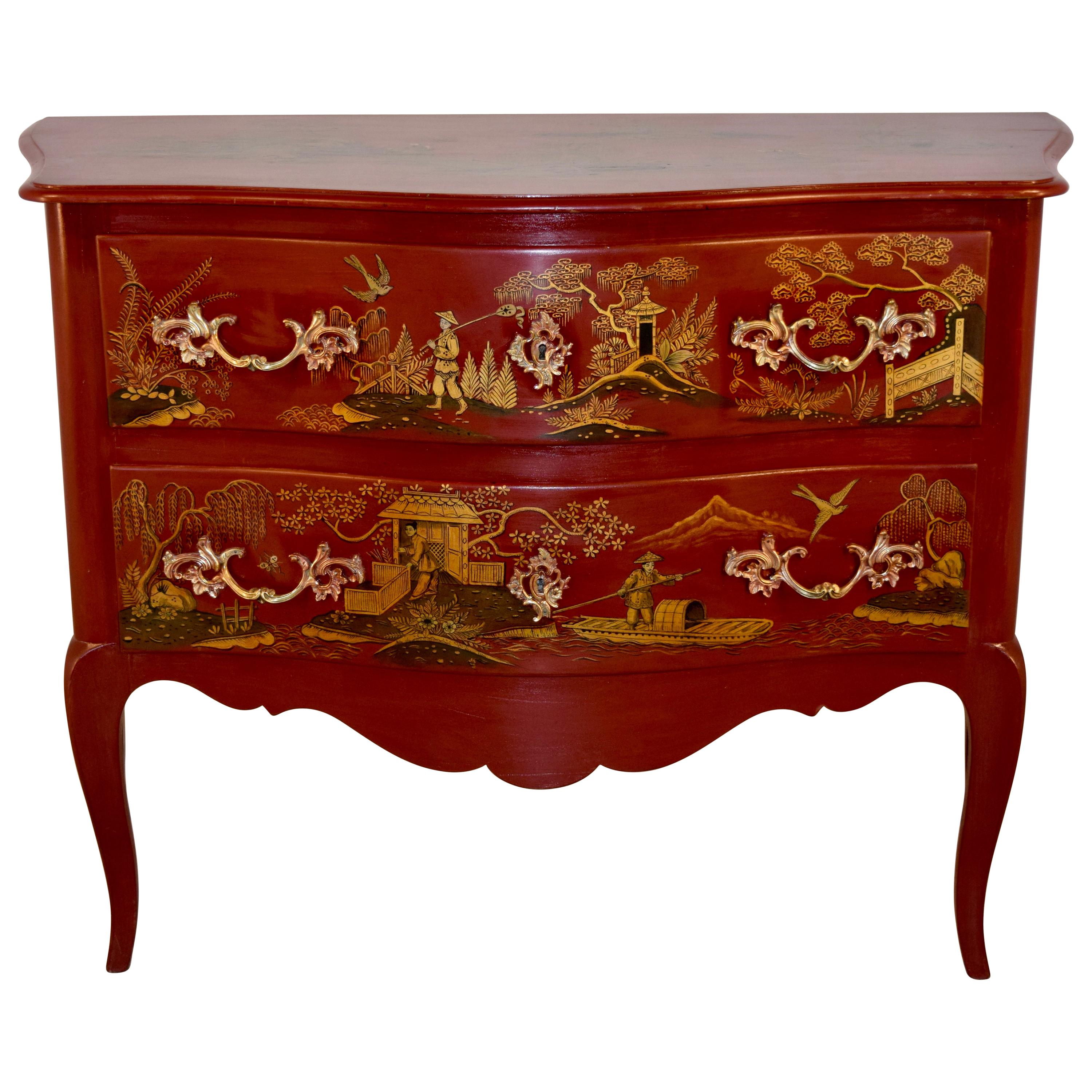 Red Chinoiserie Chest, circa 1920 at 1stDibs