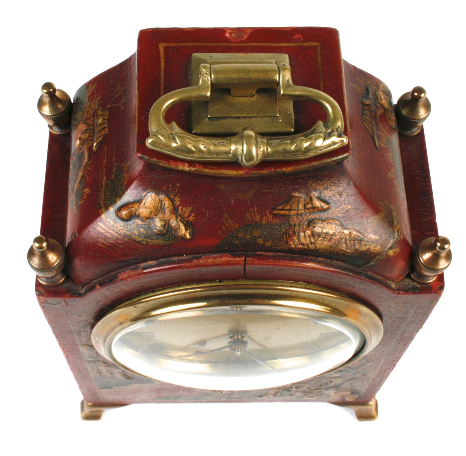 Red Chinoiserie Decorated Clock, Mid-20th Century 1