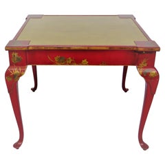 Red Chinoiserie Gilt an Lacquer Games Table by Atelier Midavaine