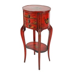 Red Chinoiserie Lamp Table
