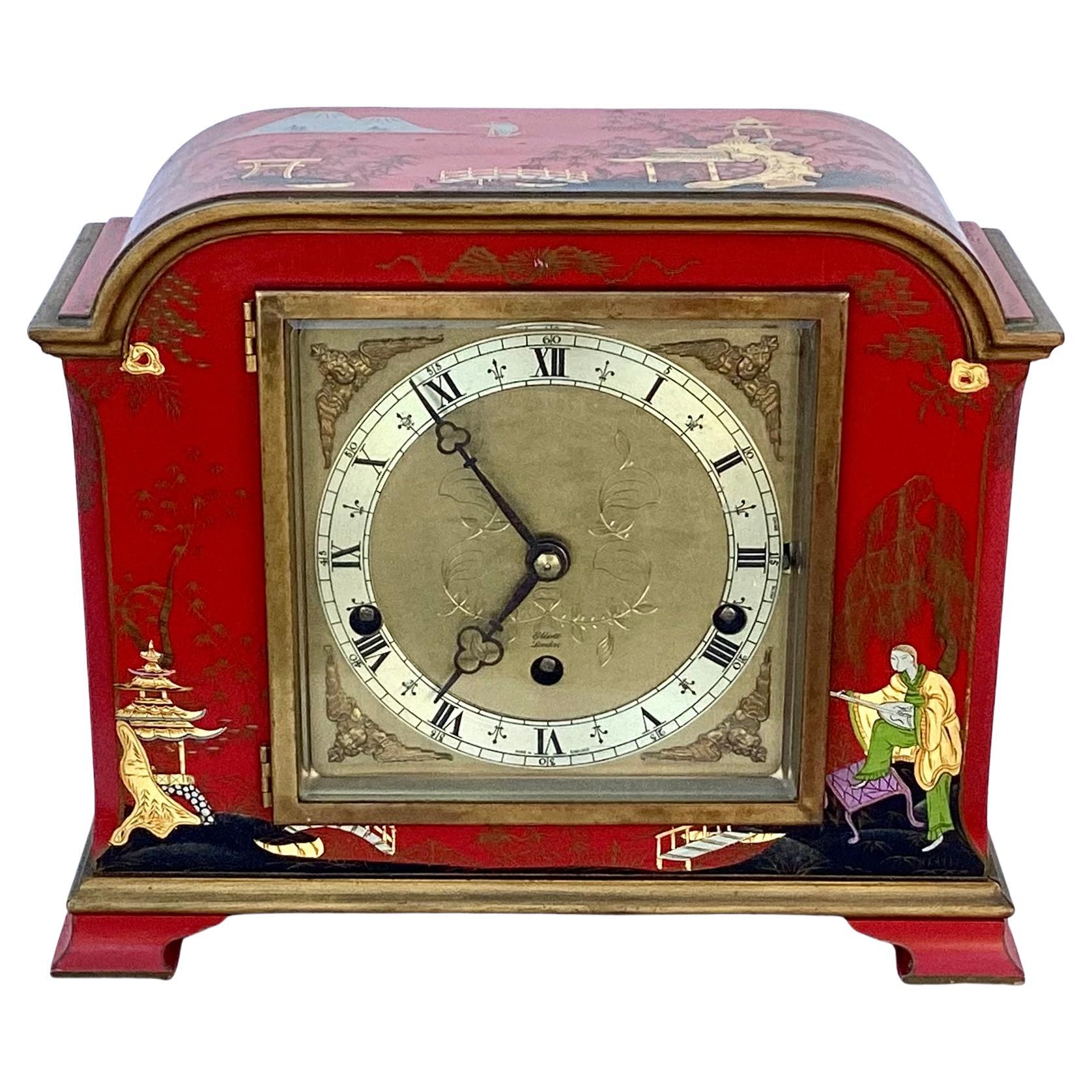 Red Chinoiserie Mantel Clock 7