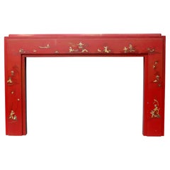 Red Chinoiserie Painted Fireplace Surround