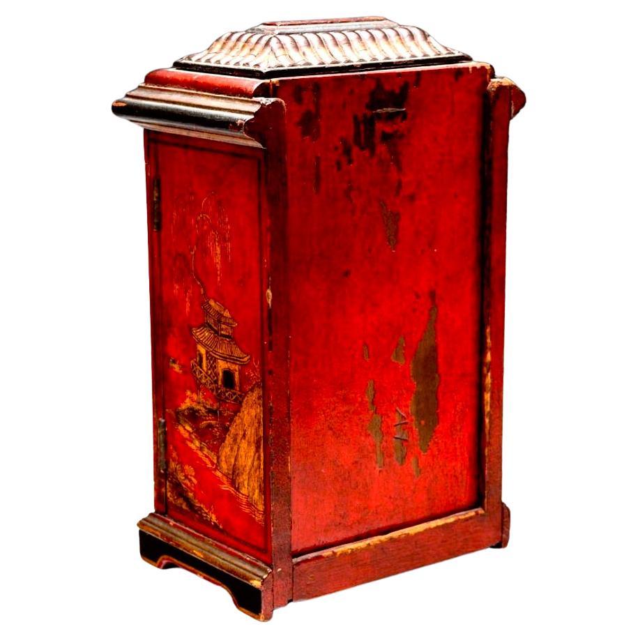 Red Chinoiserie Table Clock, French For Sale 1