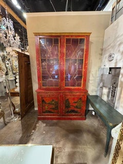 Red Chinoiserie Display Cabinet