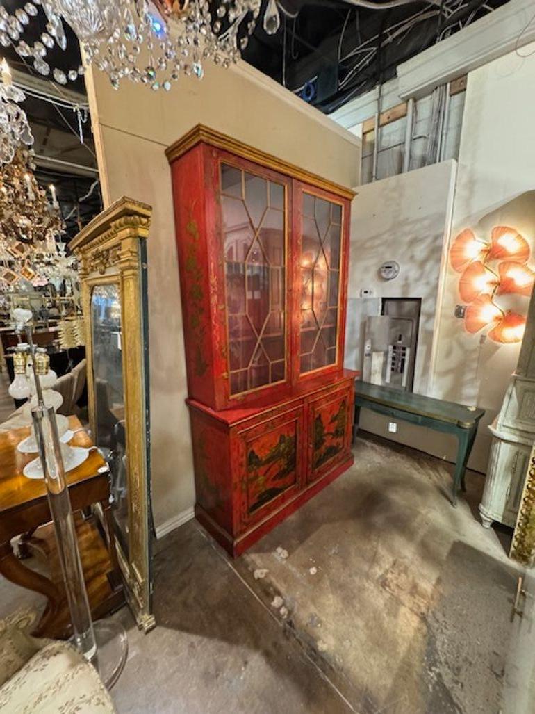Red Chinoiserie Display Cabinet For Sale 3