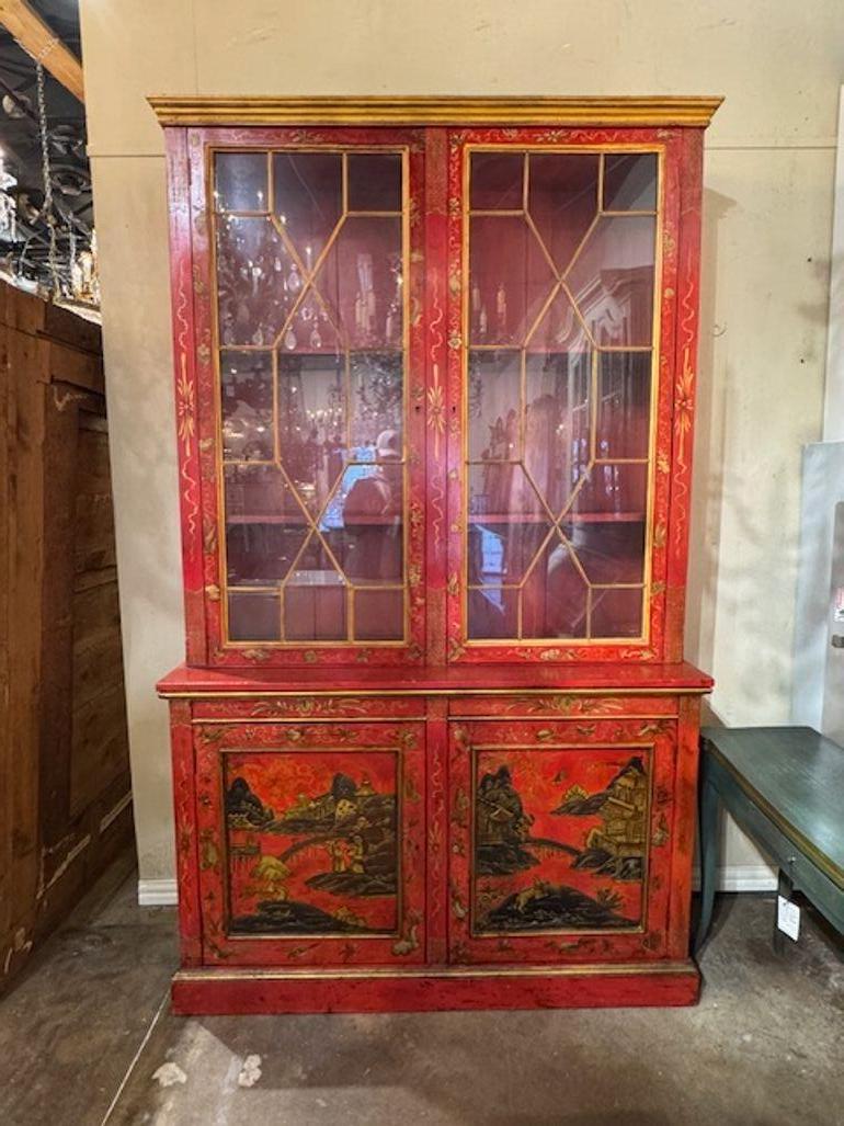 Red Chinoiserie Display Cabinet For Sale 4