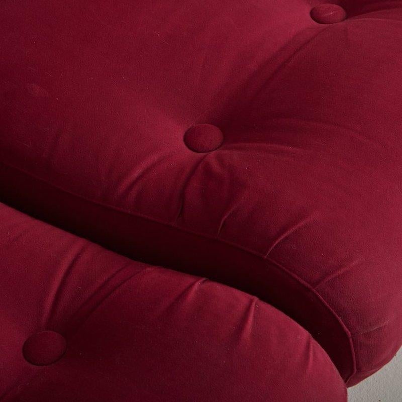 Red + Chrome Sofa Attributed to Adriano Piazzesi, Italy, 1970s 1