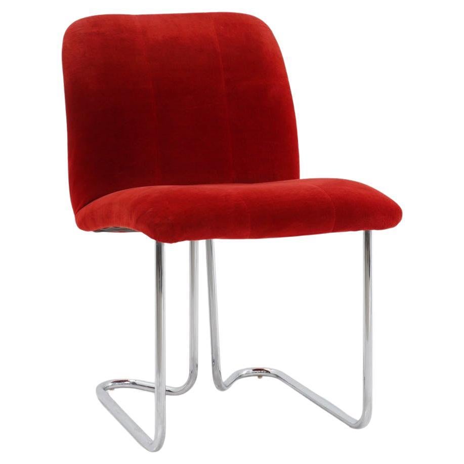 Red & Chrome Tubular Chair, 1970s