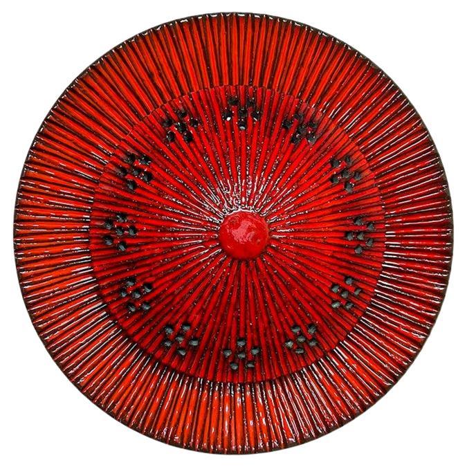 Rote kreisförmige Wandleuchten aus Keramik von Axella, Dänemark, 1970