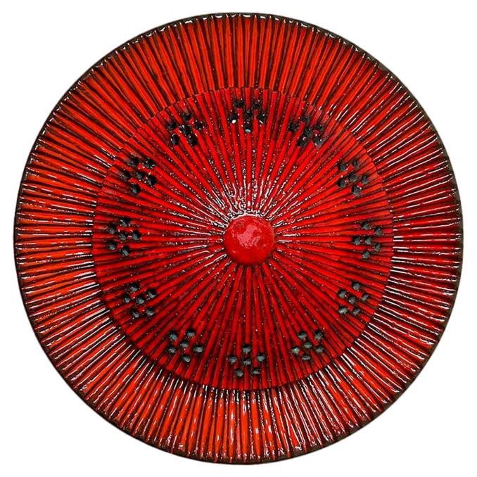 Rote kreisförmige Wandleuchten aus Keramik von Axella, Dänemark, 1970 im Angebot