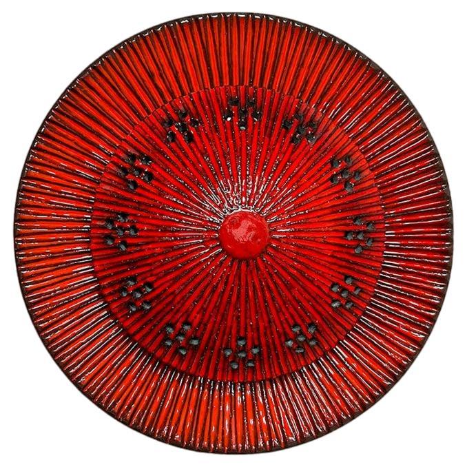 Red Circular Ceramic Wall Lights by Axella, Denmark, 1970