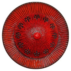 Red Circular Ceramic Wall Lights by Axella, Denmark, 1970