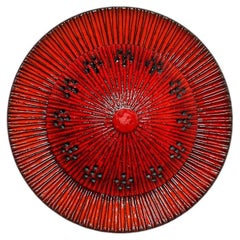 Red Circular Ceramic Wall Lights by Axella, Denmark, 1970
