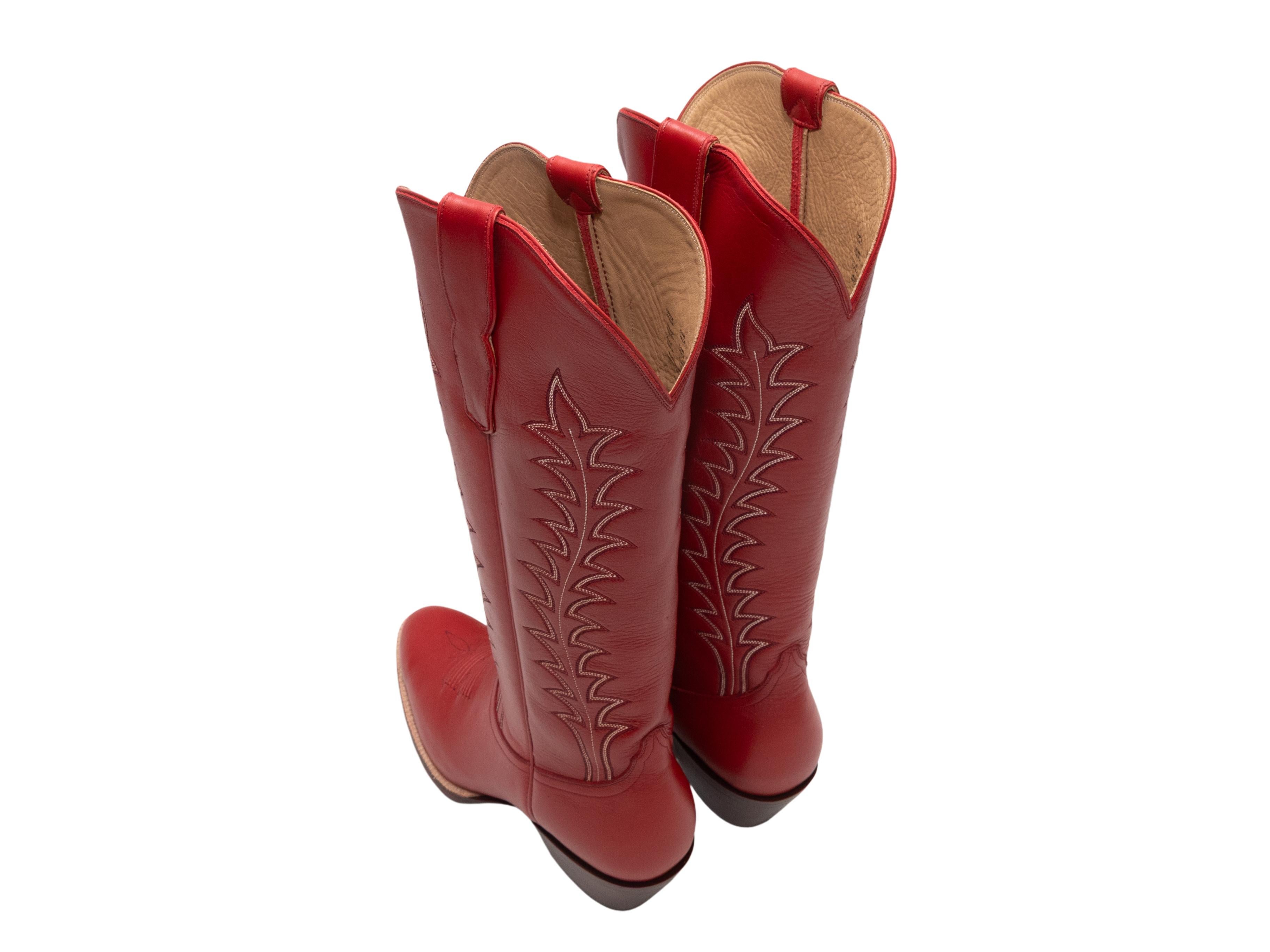 Rouge Red City Tall Cowboy Boots en cuir Taille 39 en vente