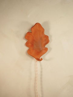 Red Clay Oak Leaf Plug‑In Ceramic Wall Sconce by Nani Goods