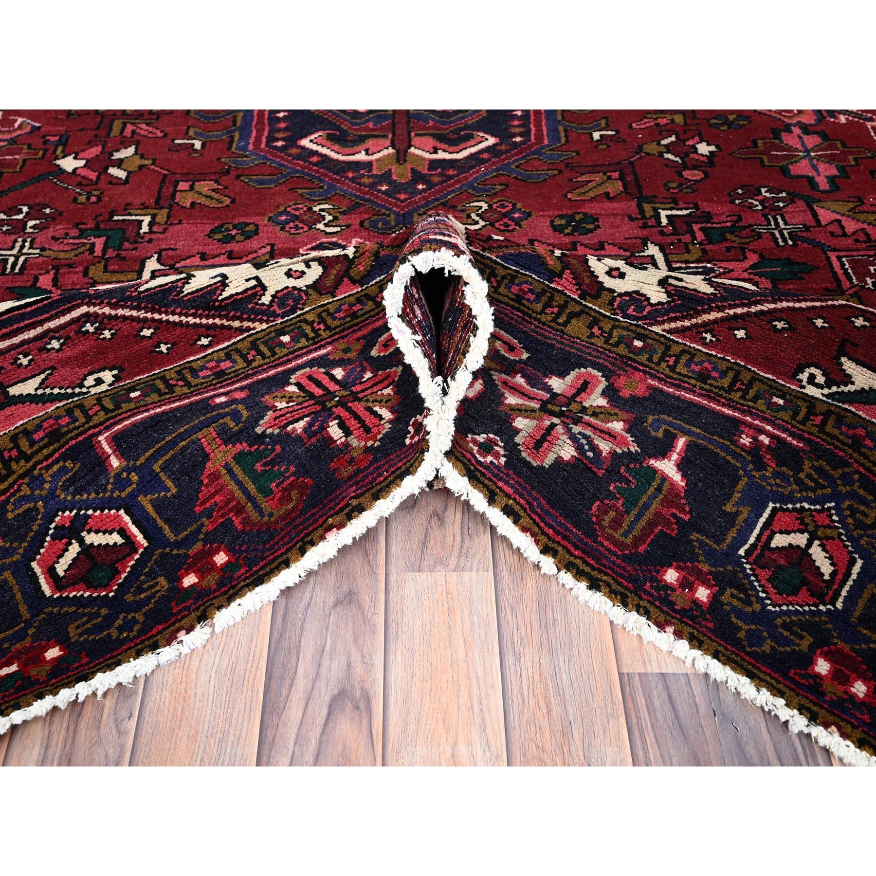 Mid-20th Century Red Clean Hand Knotted Vintage Persian Heriz Evenly Worn Pure Wool Abrash Rug