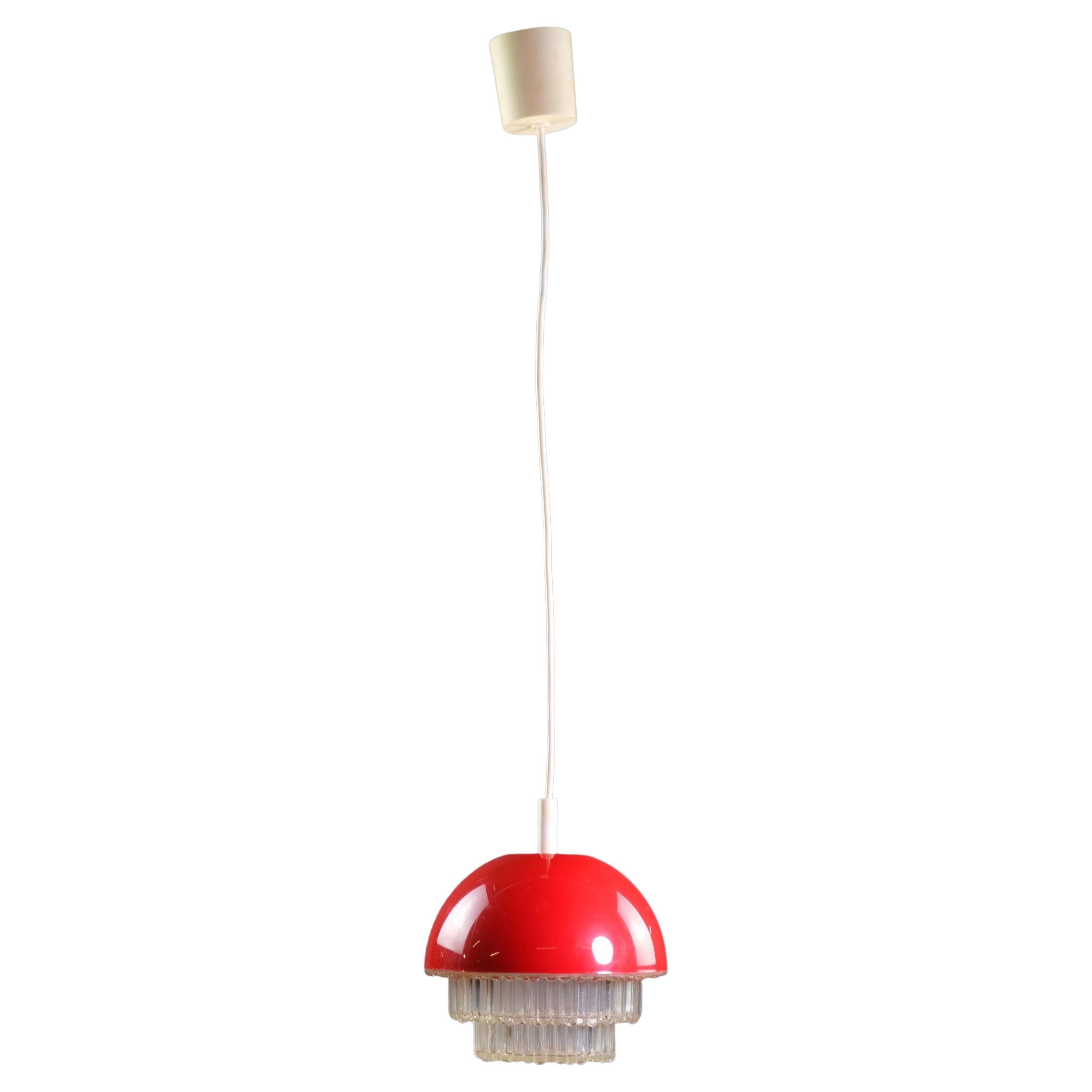 Red & Clear Lucite Pendant Light White Cable Canopy European