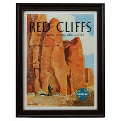 "Red Cliffs" Vintage Santa Fe Railroad Travel Poster by Frederick Elms, C. 1950