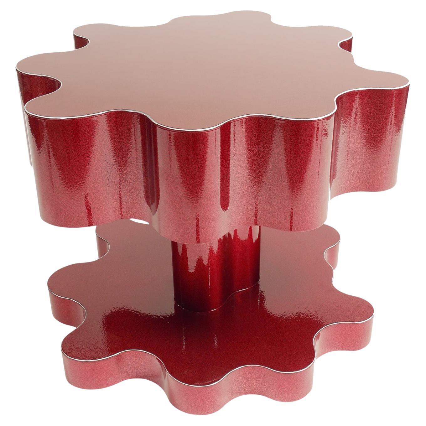 Tavolino Red Modern di Bert Furnari in alluminio verniciato a polvere, forma biomorfica
