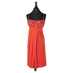 Retro Red cocktail dress with beadwork on the bust Valentino Roma 