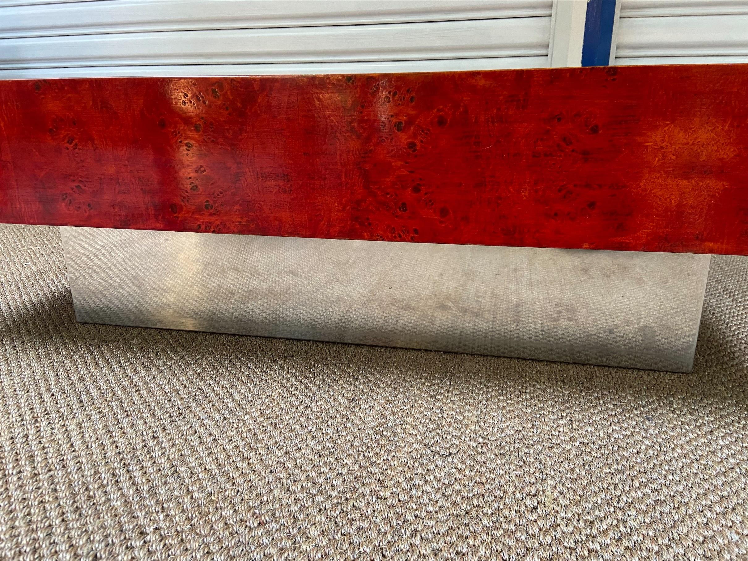 Neoclassical Red Coffee Table by Willy Rizzo, circa 1970