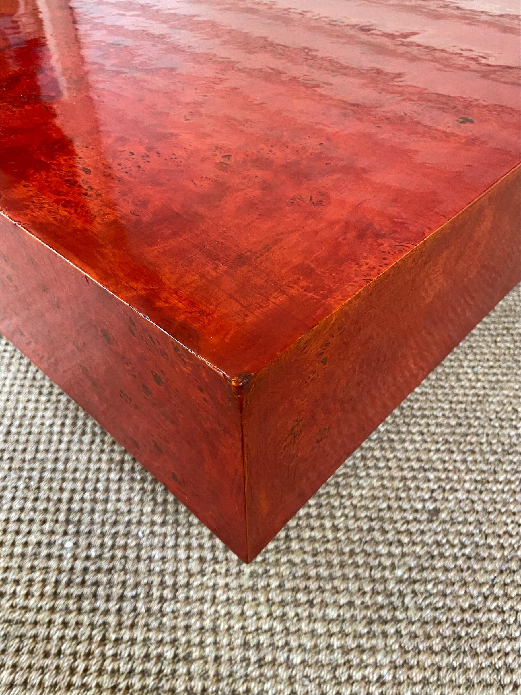 European Red Coffee Table by Willy Rizzo, circa 1970