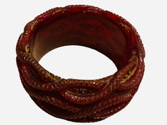 Red Color Carved Bakelite Bangle