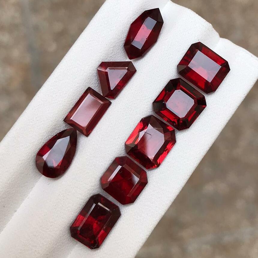 Mixed Cut Red Color Multi Shaped Cuts Natural Rhodolite Garnet Lot Multi Size Gemstones For Sale