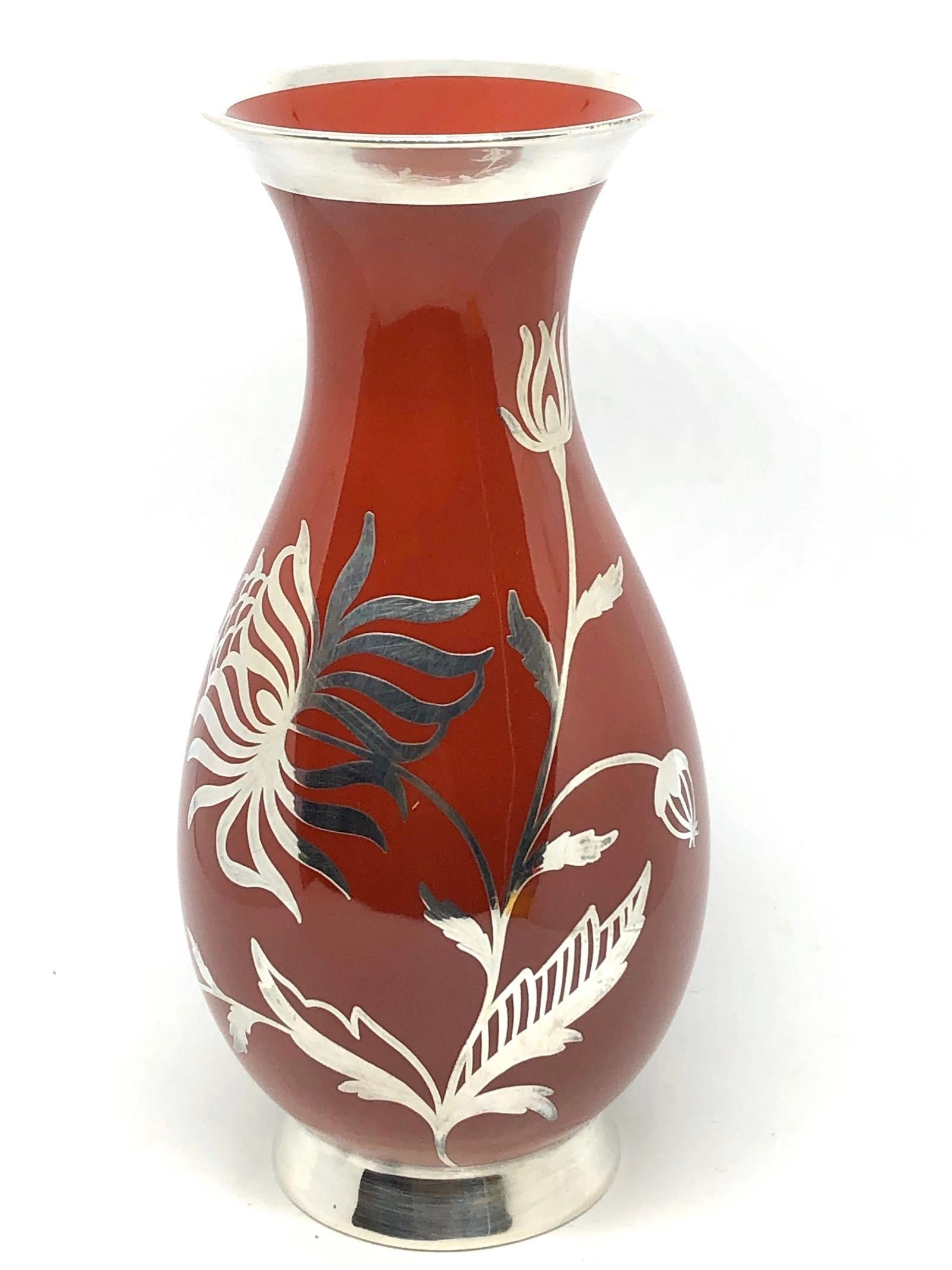 Rote Vase aus rotem Silber mit Überfang von Furstenberg Deutschland, 1930er Jahre im Zustand „Gut“ im Angebot in Nuernberg, DE