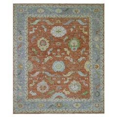 Red Colorful Oushak Design 100% Wool Hand Knotted Oversized Rug 12'1" x 4'7"
