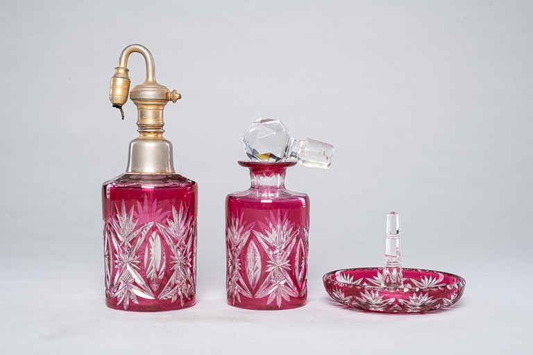 Vanity Object Red-Coloured Glass Hygiene and Vanity Object at 1stDibs