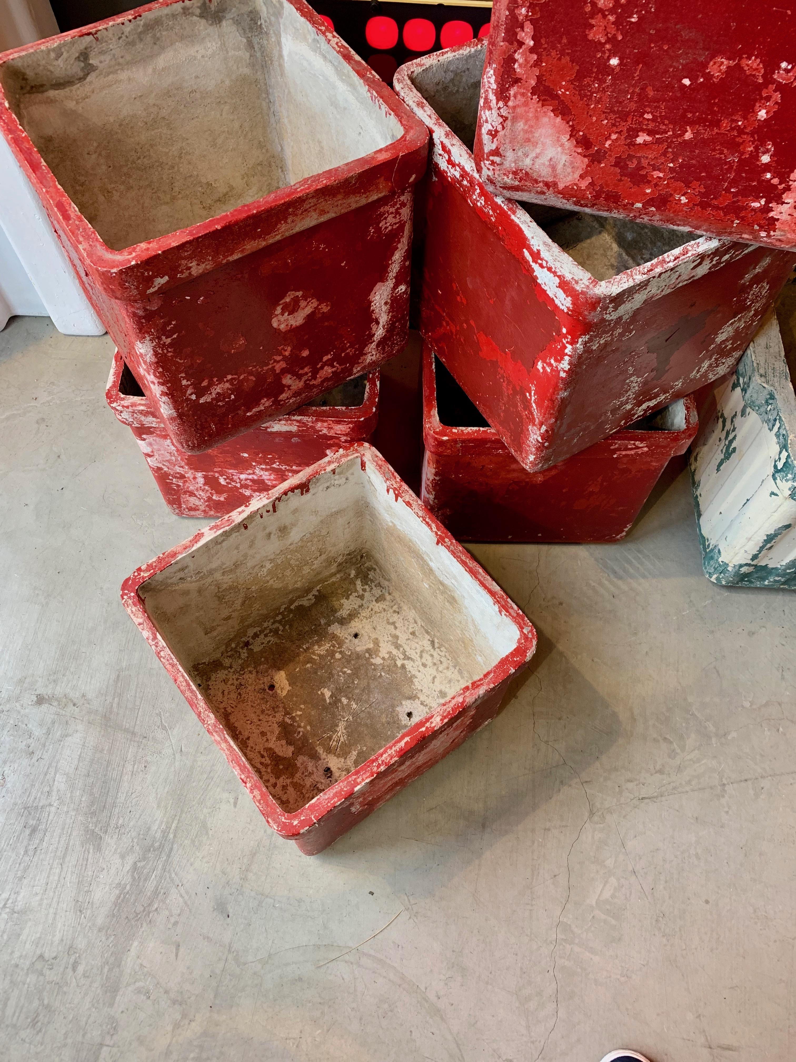 Swiss Willy Guhl Red Concrete Box Planters