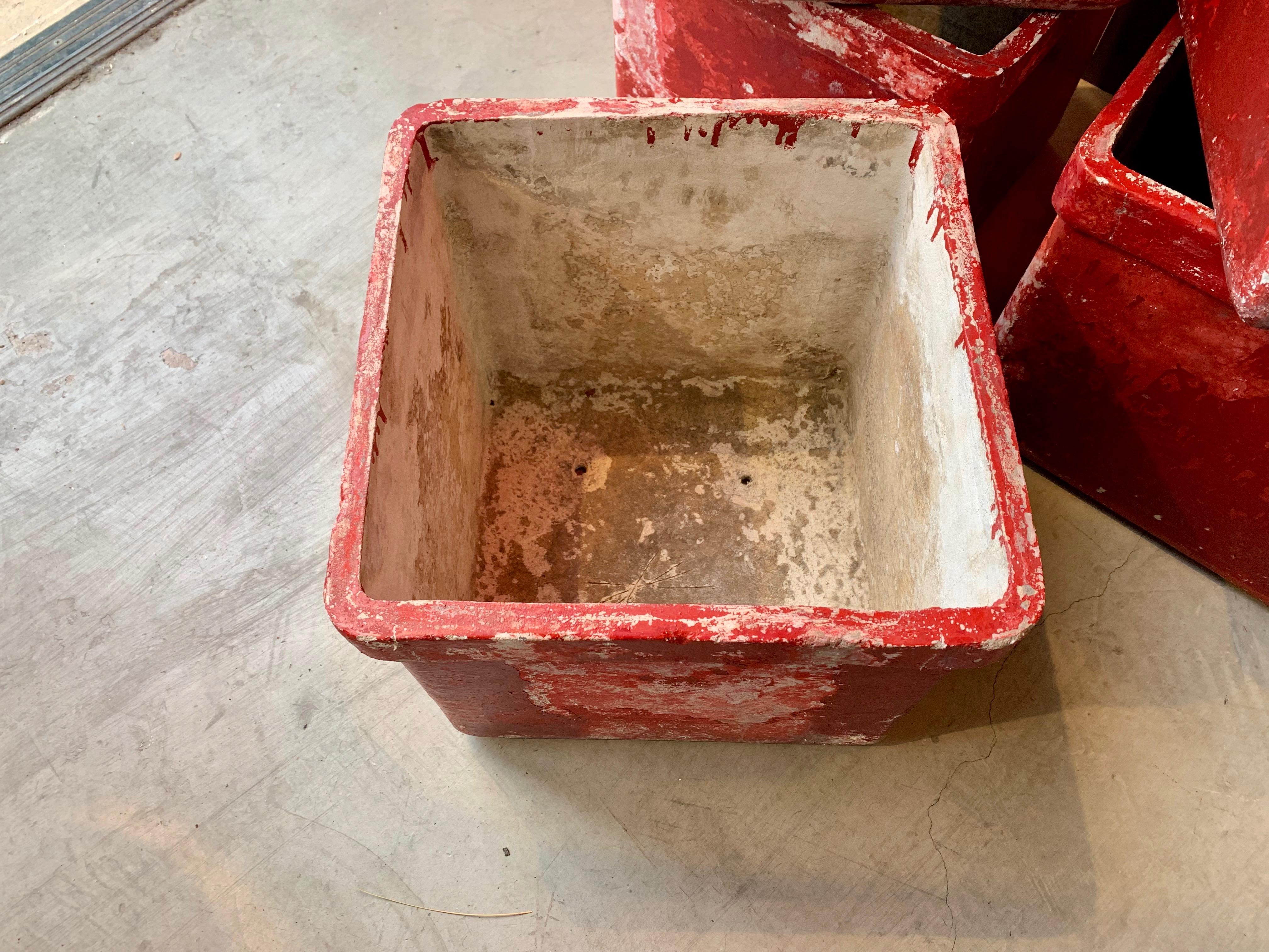 Mid-20th Century Willy Guhl Red Concrete Box Planters