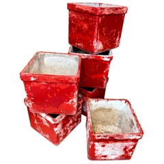 Willy Guhl Red Concrete Box Planters