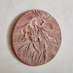 Red Concrete Wall Sculpture by Roger Desserprit, 1984