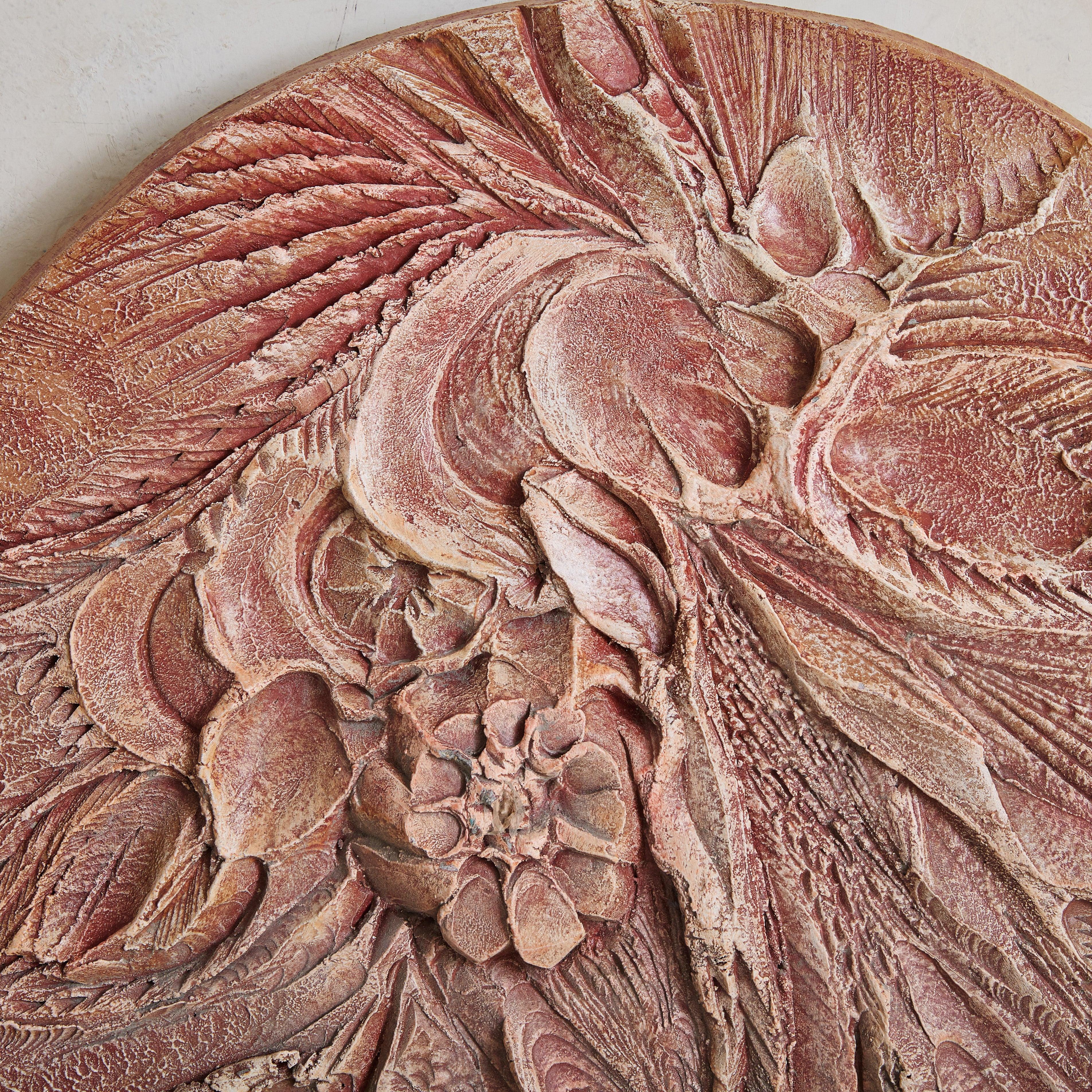 Red Concrete Wall Sculpture by Roger Desserprit, 1984 (Ende des 20. Jahrhunderts) im Angebot