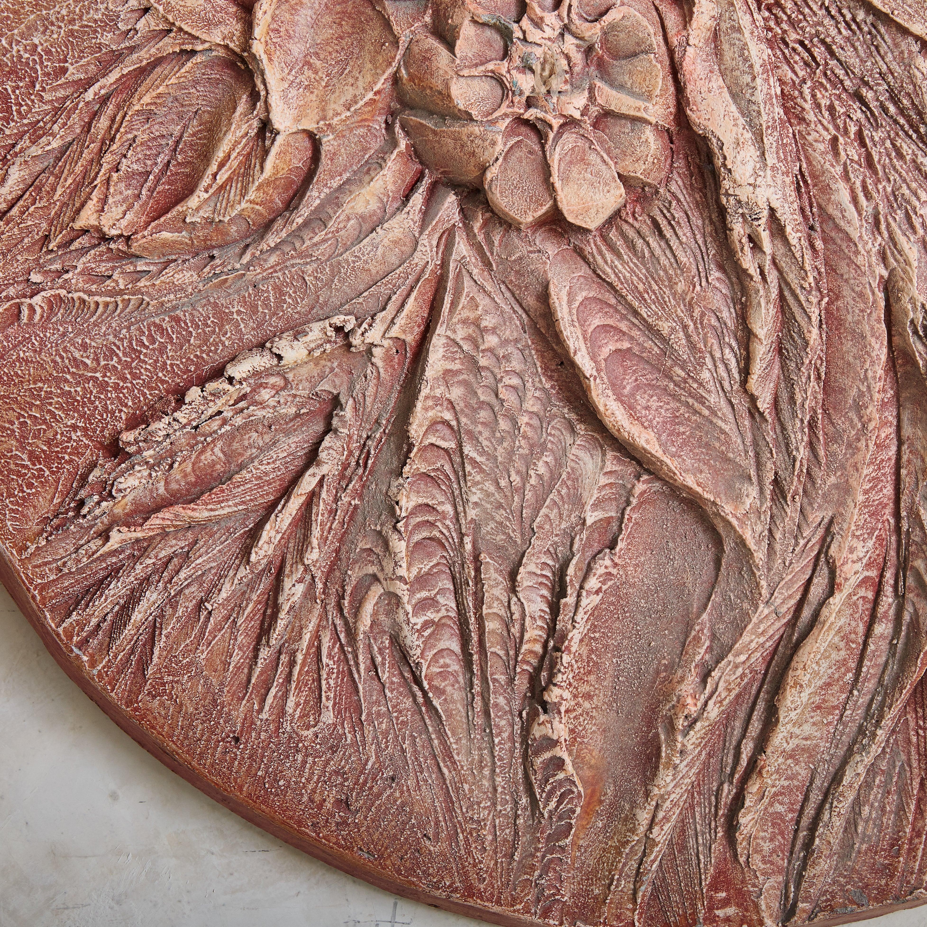 Red Concrete Wall Sculpture by Roger Desserprit, 1984 (Beton) im Angebot