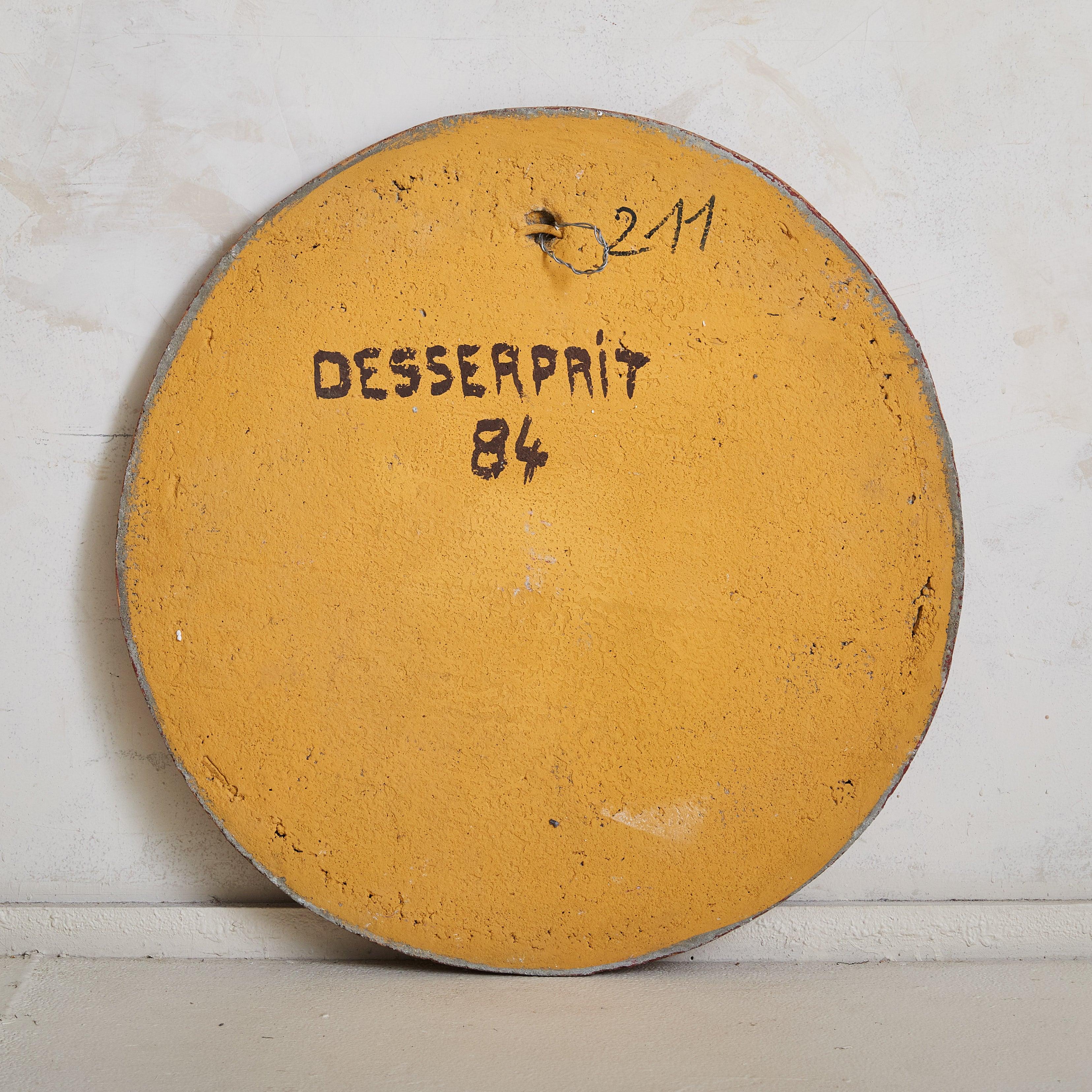 Red Concrete Wall Sculpture by Roger Desserprit, 1984 im Angebot 1